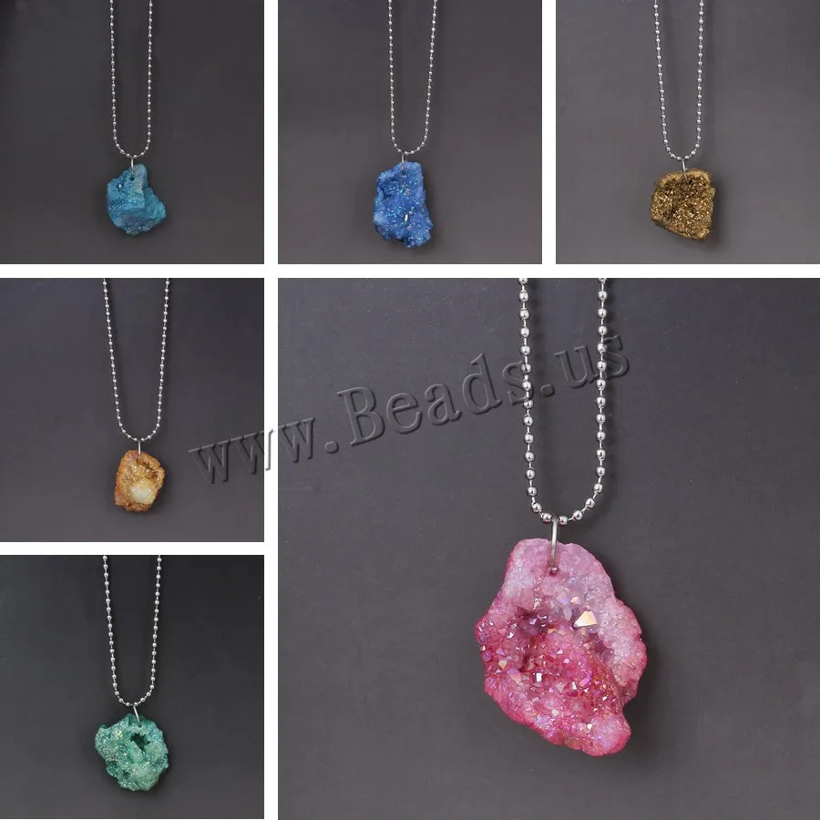 

Rough Natural Stone Multi Color Pendant Necklace Irregular AgateLava Crystal Quartz Women Statement Necklace 2017 Created