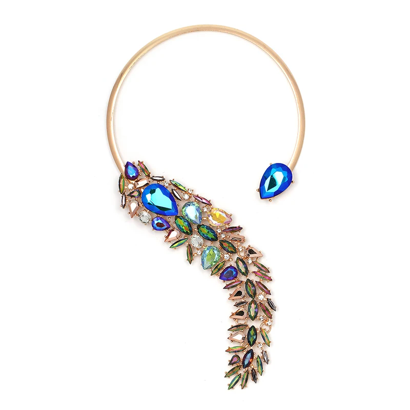 JUJIA, новинка, 7 цветов, модное ожерелье, воротник, ожерелье, s& Подвески, чокер, нагрудник, макси, массивное ожерелье для женщин - Окраска металла: crystal multi