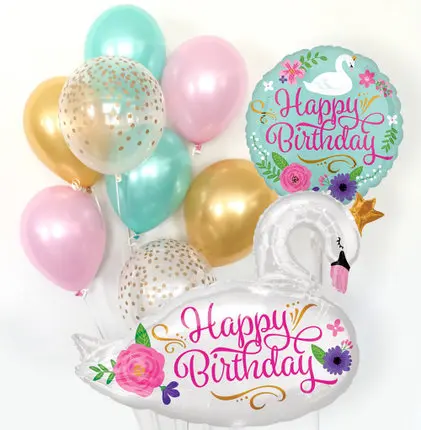 

Big Rose swan balloon happy Birthday Party Decorations kids toy baby shower girl animals air globos pink flamingo Crown baloon