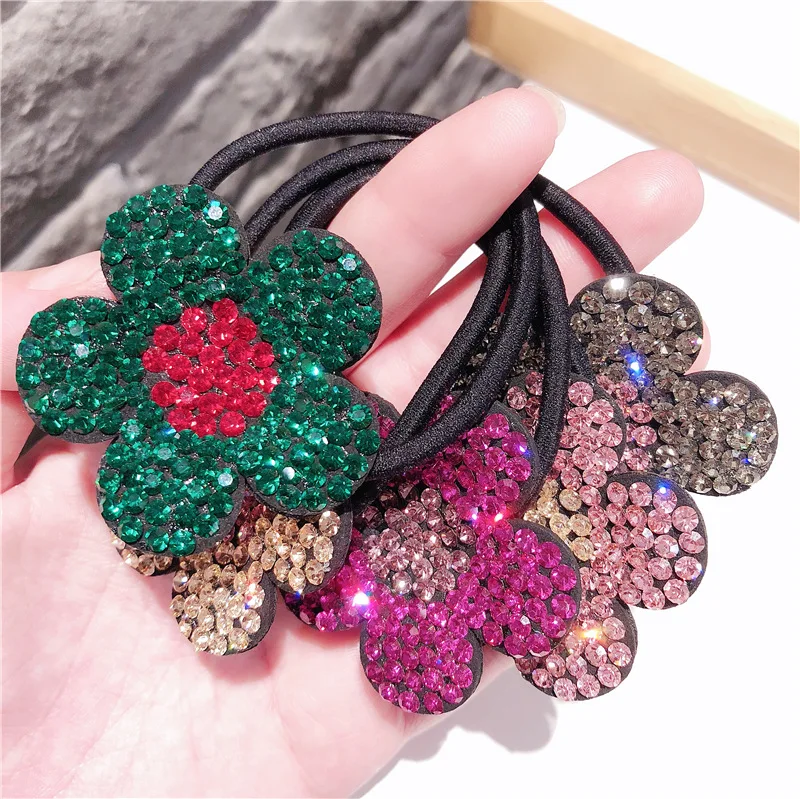 

Fashion quality blingbling Elastic Hair Accessories Women Rhinestone Hand Band Girls Hair Jewelry Hair Ponytail Rope Hairband