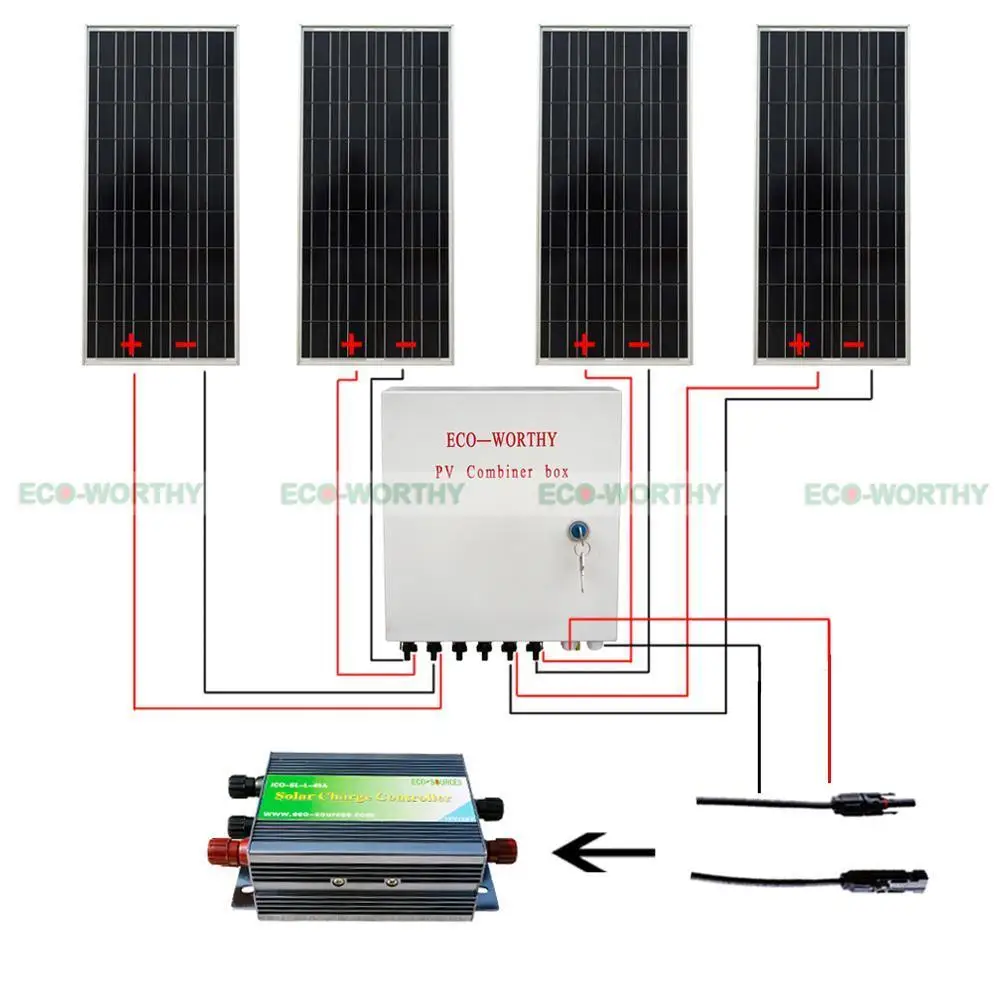 400W 4x 100W 12V Solar Panel Power & 45A PWM Charge Controller for Home System Solar Generators