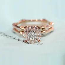 Брендовые новые модные свадебные коктейльные кольца персональный Циркон бамбук розовое золото цвет кольцо для женщин модные уникальные ювелирные изделия