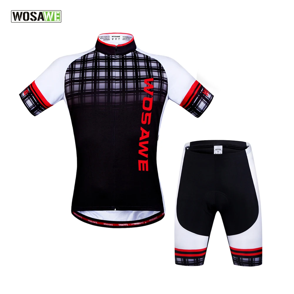 

WOSAWE Cycling Short Sleeved Jersey+4D Gel Padded Shorts Set MTB Road Bike Clothing Men Summer Breathable Quick-Dry Bicycle Suit