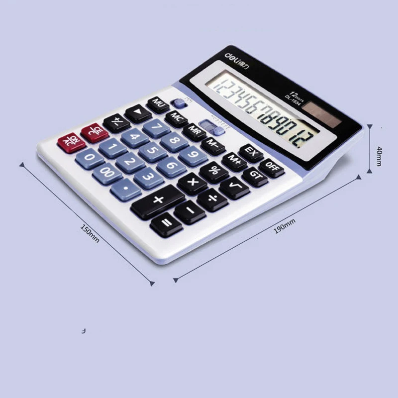 12 Digit Desk Calculator Jumbo Large Buttons Solar Desktop Battery Home Office