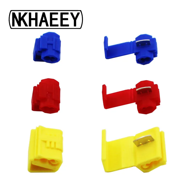 

50Pcs Lock Wire Electrical Cable Connector Red Insulated Quick Splice Terminals Crimp For Car Electrical Crimp Cable Snap AWG