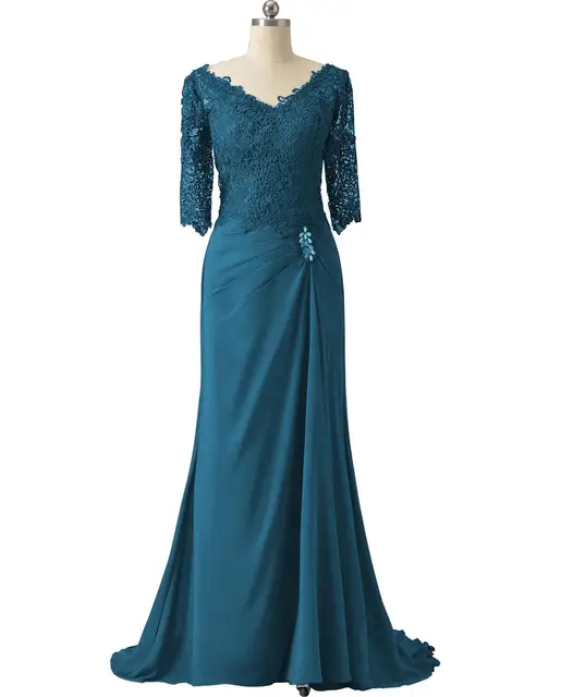 Mermaid Half Sleeves Lace Mother Of the Bride Dress Royal Blue For