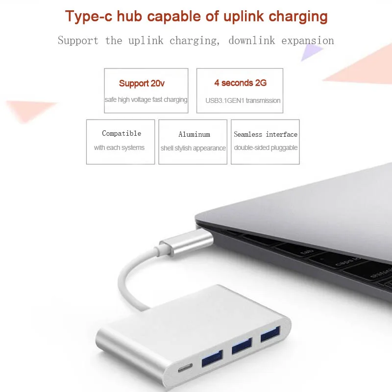 Usb type C к usb-адаптеру, 3,1 USB C(Thunderbolt 3) к 3 портам USB3.0 концентратор с интерфейсом расширения type-c для MacBook/Chr