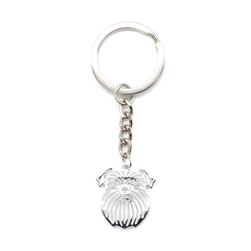 

2019 New Style Jewelry Brussels Griffon Key Chains Fashion Hollow Out Metal Pet Dog KeyChains
