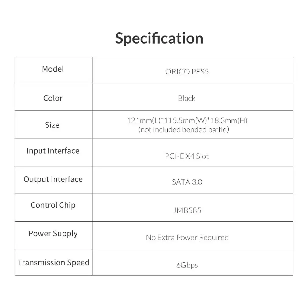 Плата расширения ORICO PCI E на 5 портов SATA3.0 X4 X8 X16 6 Гбит/с|Платы расширения| |