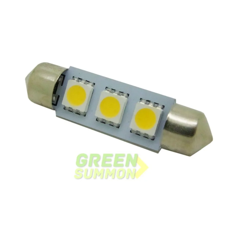 

4pcs/lot 39MM 3-5050 SMD LED Warm White Lights Dome Interior Festoon License plate Bulbs DC 12V Free Shipping