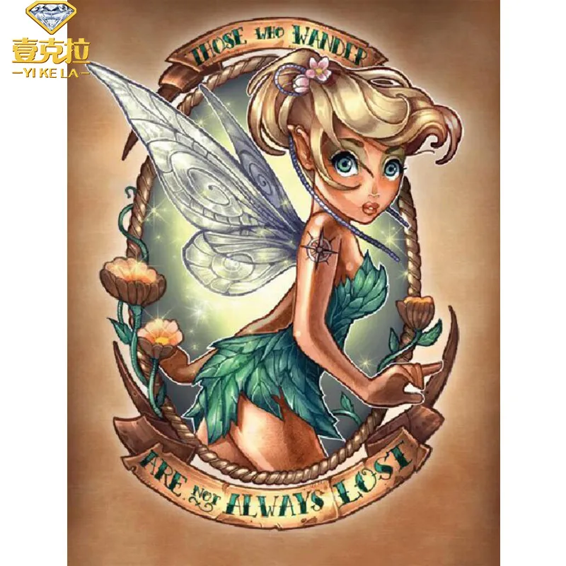 

YIKELA Diy Diamond Painting Cross Stitch Flower Fairy Diamond Embroidery Full Square Drill Diamond Mosaic Household Decor