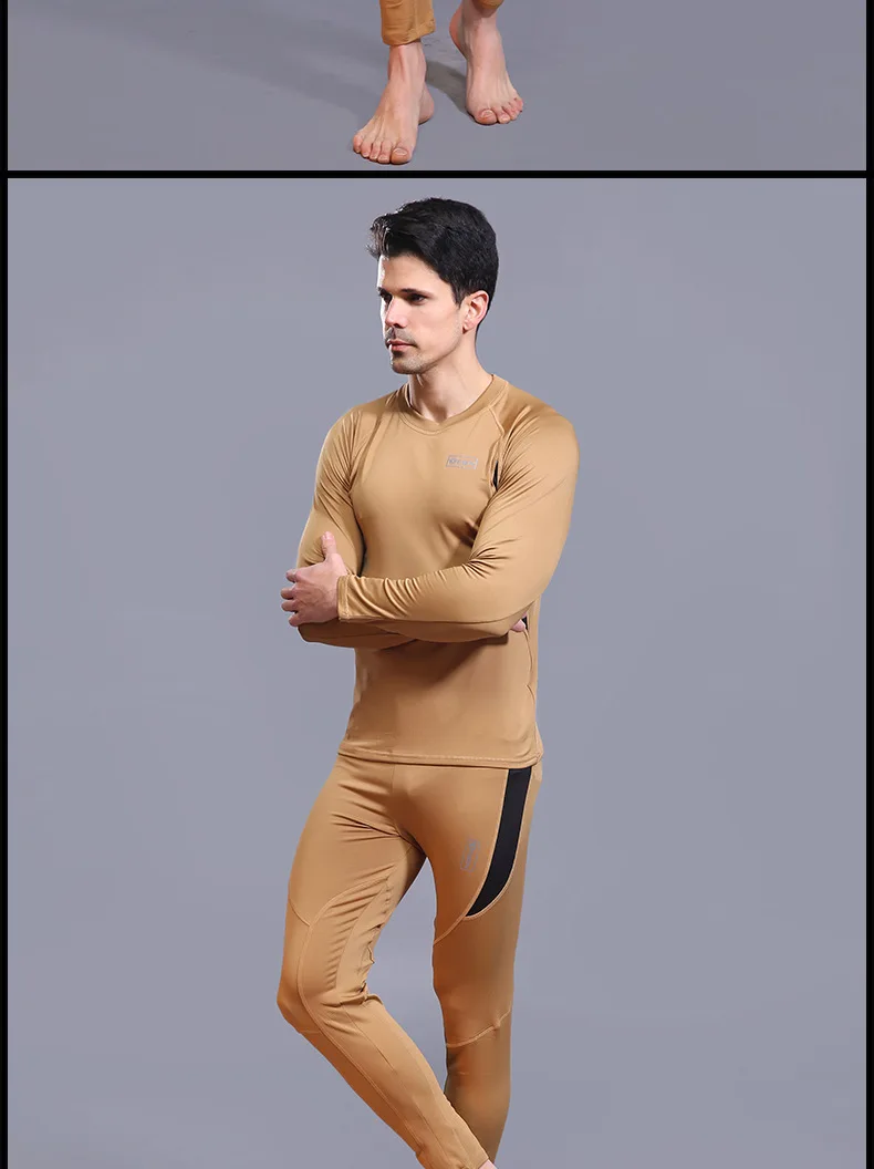 Aismz winter Top quality New thermal underwear men compression fleece sweat quick drying thermo underwear sets men clothing heated long underwear