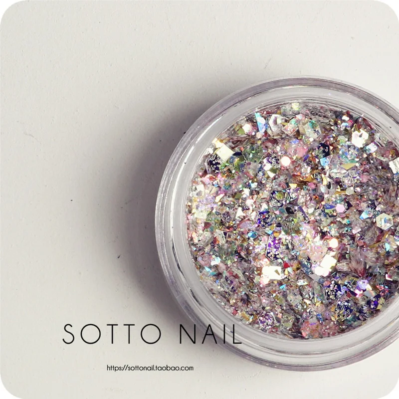 

Japanese nail shiny pink ice powder Christmas sequins snowflake chip