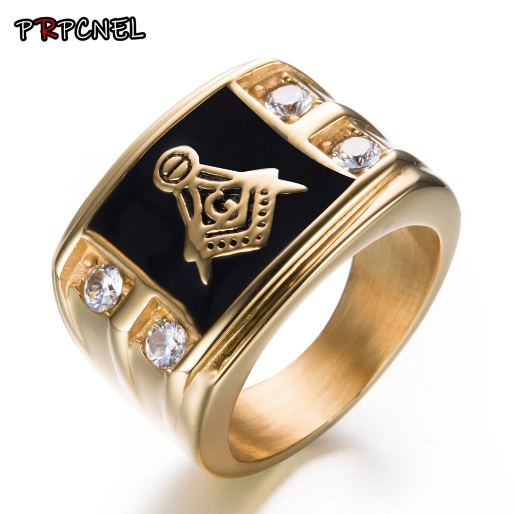 Хип-хоп золотой серебряный цвет масонский перстень для мужчин модные ювелирные изделия мужские кольца Anel