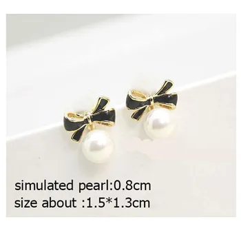 

Grace Jun(TM)4 Colors for Choose Fashion Bowknot Enamel Clip on Earrings No Piercied for Women Simulated Pearl No Hole Ear Clip