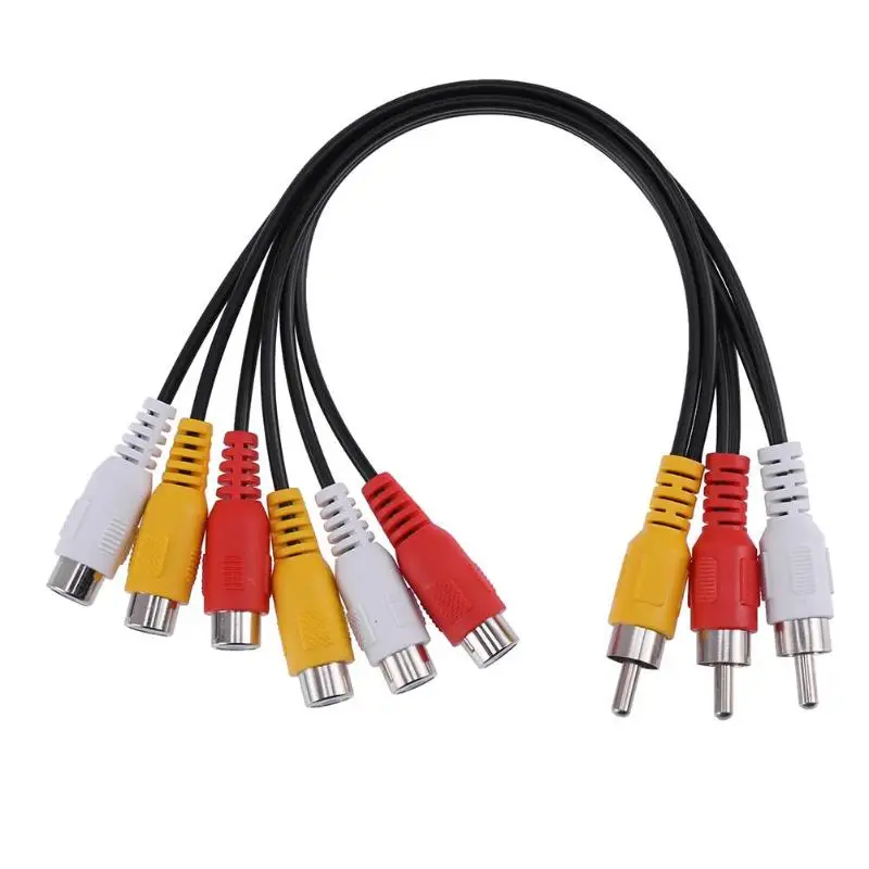 ALLOYSEED 25 см 3 RCA штекер на 6 гнездо Аудио Видео av-кабель адаптер Jack сплиттер