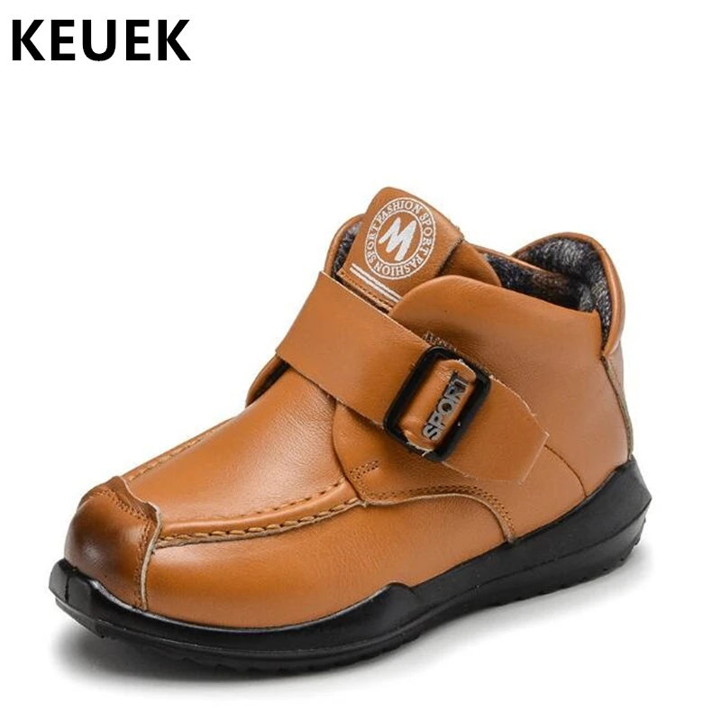 

British style Children Ankle boots Genuine leather Comfortable Martin boots Boys Girls shoes Autumn Winter Snow boots 020