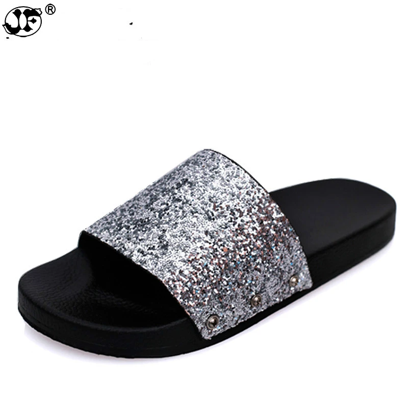 glitter sandals slides