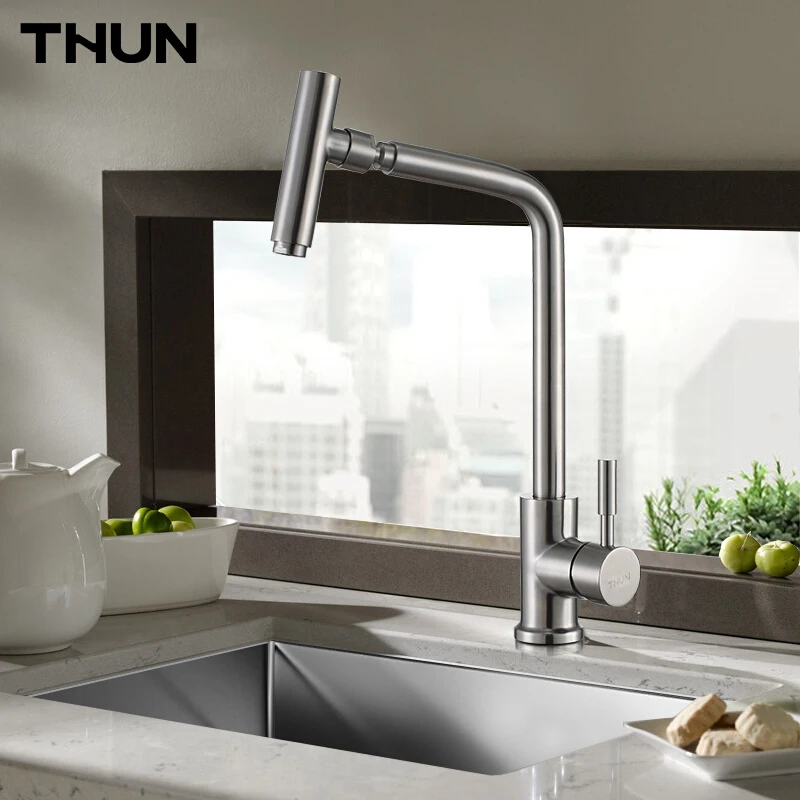 THUN Kitchen Faucet Universal Direction Stainless Steel Cold and Hot