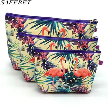 

SAFEBET Brand Women High Quality Big Capacity Waterproof Cosmetic Bag Flamingo Bag Organizer Travel Necessaries Makeup Bag 3PC