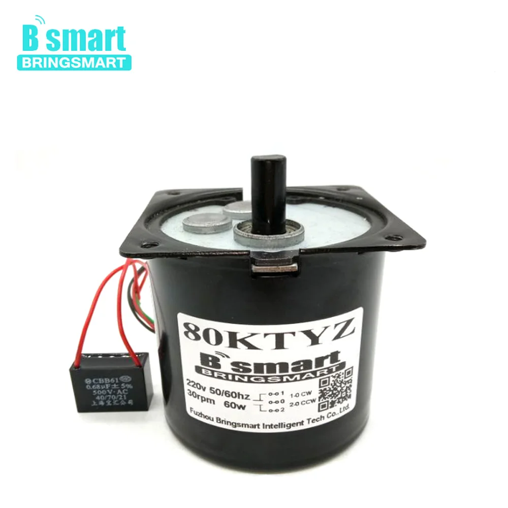 

Bringsmart Permanent Magnet AC Synchronous Motor 60W Miniature Motor Low Speed Positive Reversing Motor 220V Gear Reducer
