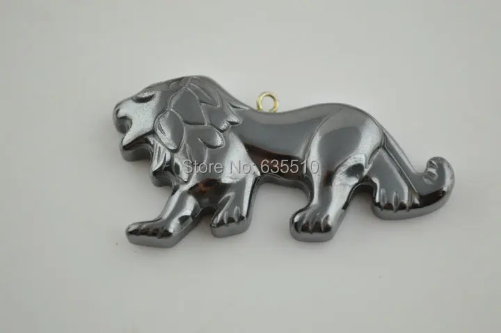 1 pc Natuarl Hematite Lion Charm Pendants Fit Fashion Jewelry Necklace making