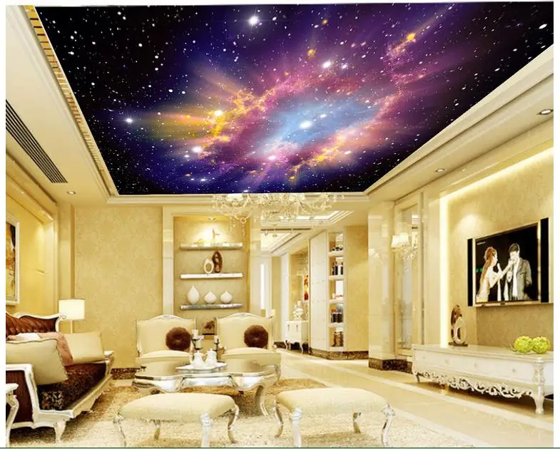 Customized 3d Ceiling Murals Wallpaper Colorful Sky Empty Universe