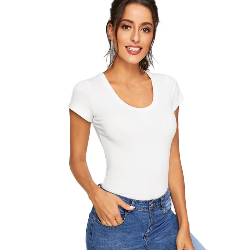 slim fit white t shirt women's