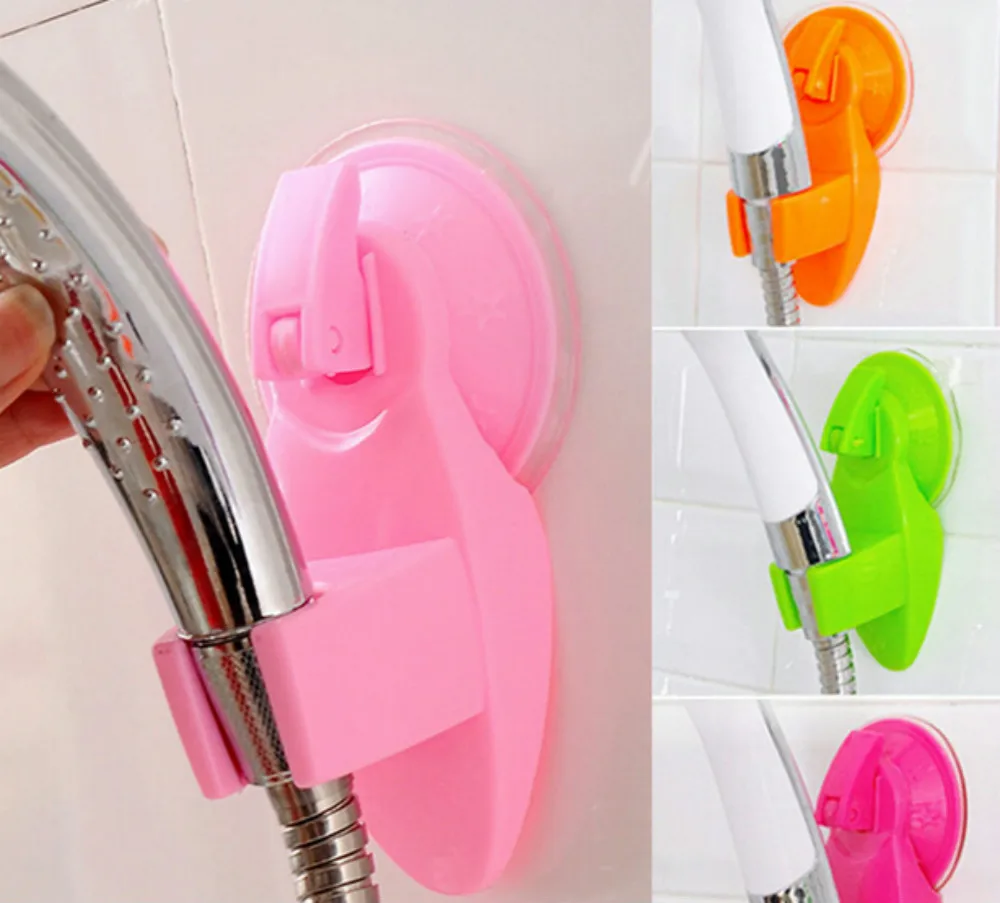 

Cute Candy Color Useful Super Suction Shower Spray Head Stand Bracket Holder Faucet Wall Mount Adjustable Sucker For Bathroom