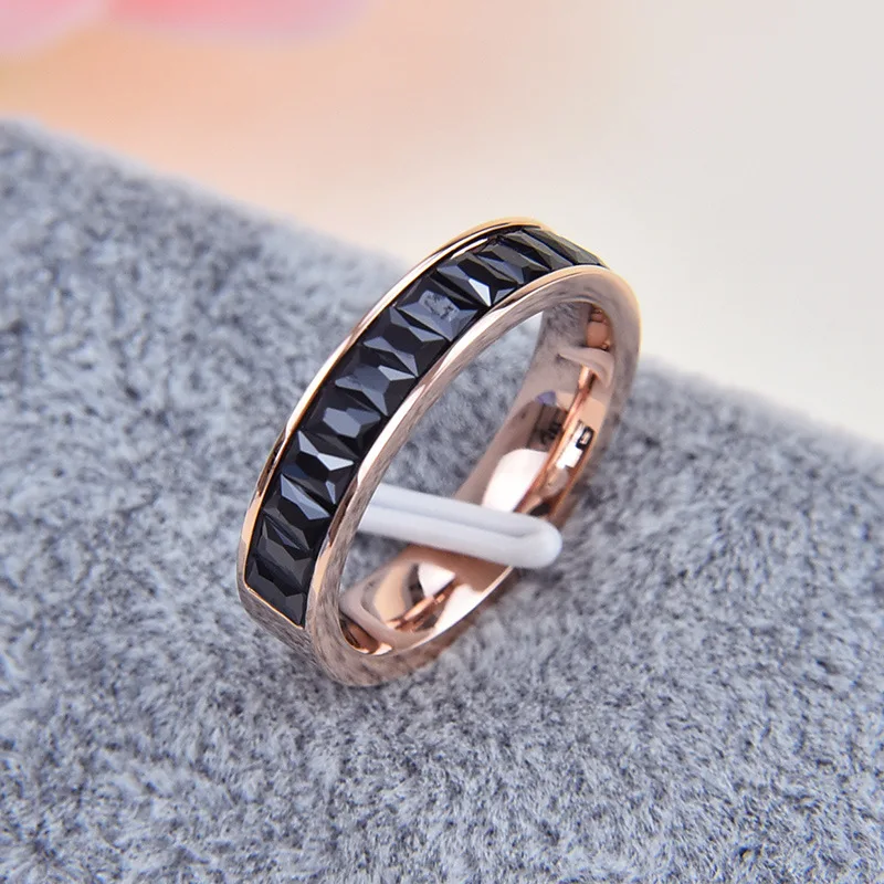 Martick женские кольца из нержавеющей стали в европейском стиле с цветным насыщенным объемное освещение камень розовое золото цвет Anillos ювелирные изделия R298