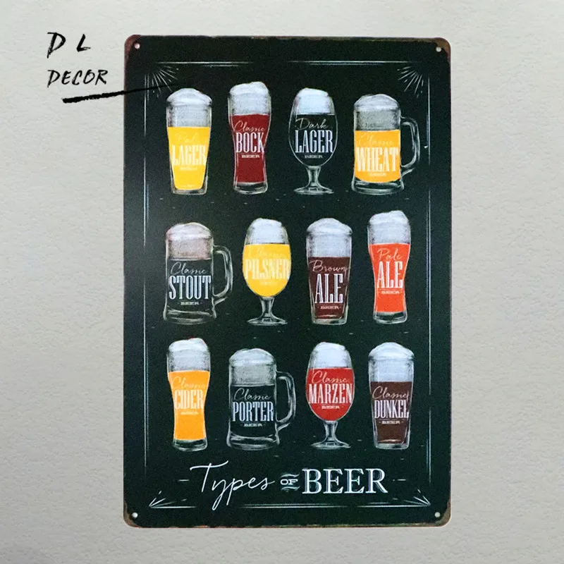 Dl-типы пива знак винтаж висячий Плакат Дом Кафе Ресторан домашний арт живопись
