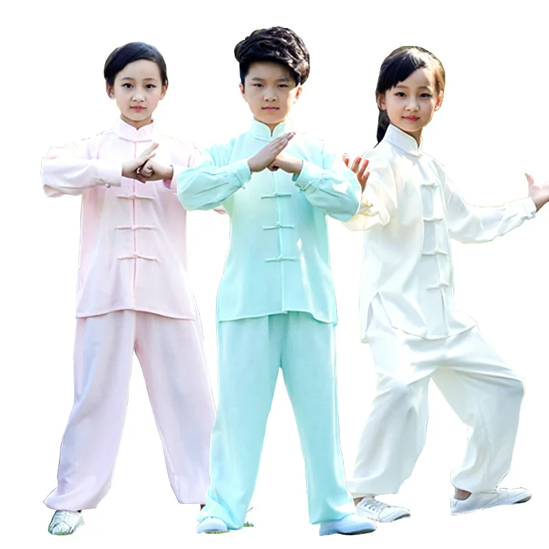 

Children's martial arts suit 2018 spring new boy Taijiquan exercise suit children group Kung Fu stage costume