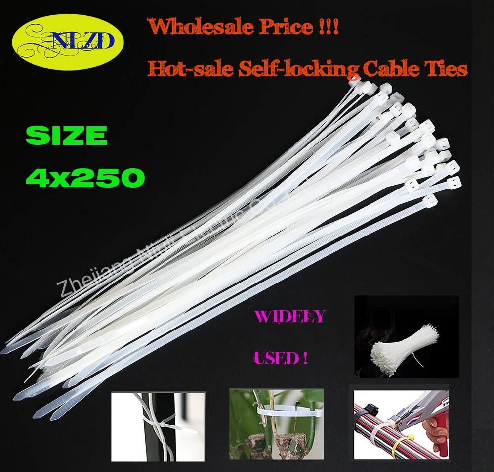 10 inch Plastic Cable Ties 35000Pcs 2.7mm Width easy convenient Nylon zip tie UL Flammability
