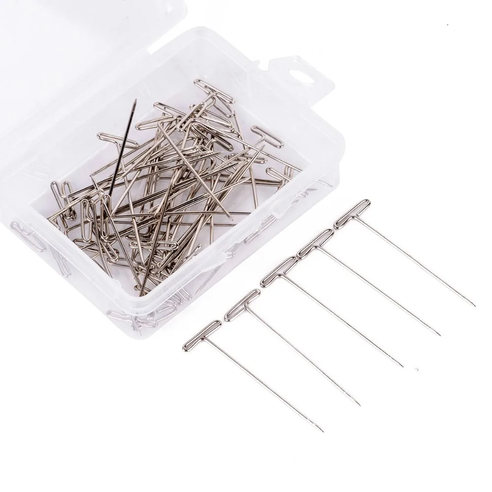 

100pcs/Box Stainless Steel Straight Pins T Pins Stitching Needle Dressmaker Pins Quilt Applique Sewing Needle Sewing Accessories
