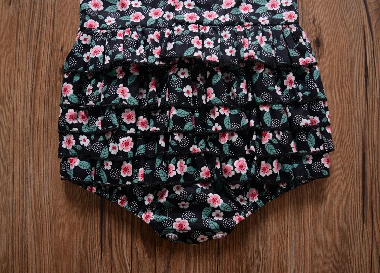 Facejoyous Summer Baby Girls Flower Romper Girl Cotton Black And Pink Floral Rompers Children O-neck Sleeveless Clothes 0-24M Facejoyous Summer Baby Girls Flower Romper Girl Cotton Black And Pink Floral Rompers Children O-neck Sleeveless Clothes 0-24M