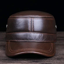 Svadilfari, новинка, утолщенная мужская плоская кепка, мужская, Воловья кожа, военные, с ушанками, мужская, высокое качество, зимняя теплая кожаная шапка