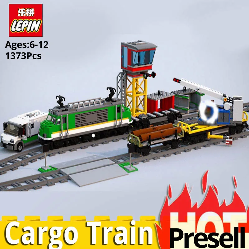 

Lepin 02118 City Series Cargo Train Model Toys Compatible Legoinglys City 60200 train Set Building Blocks Bricks Birthday Gift