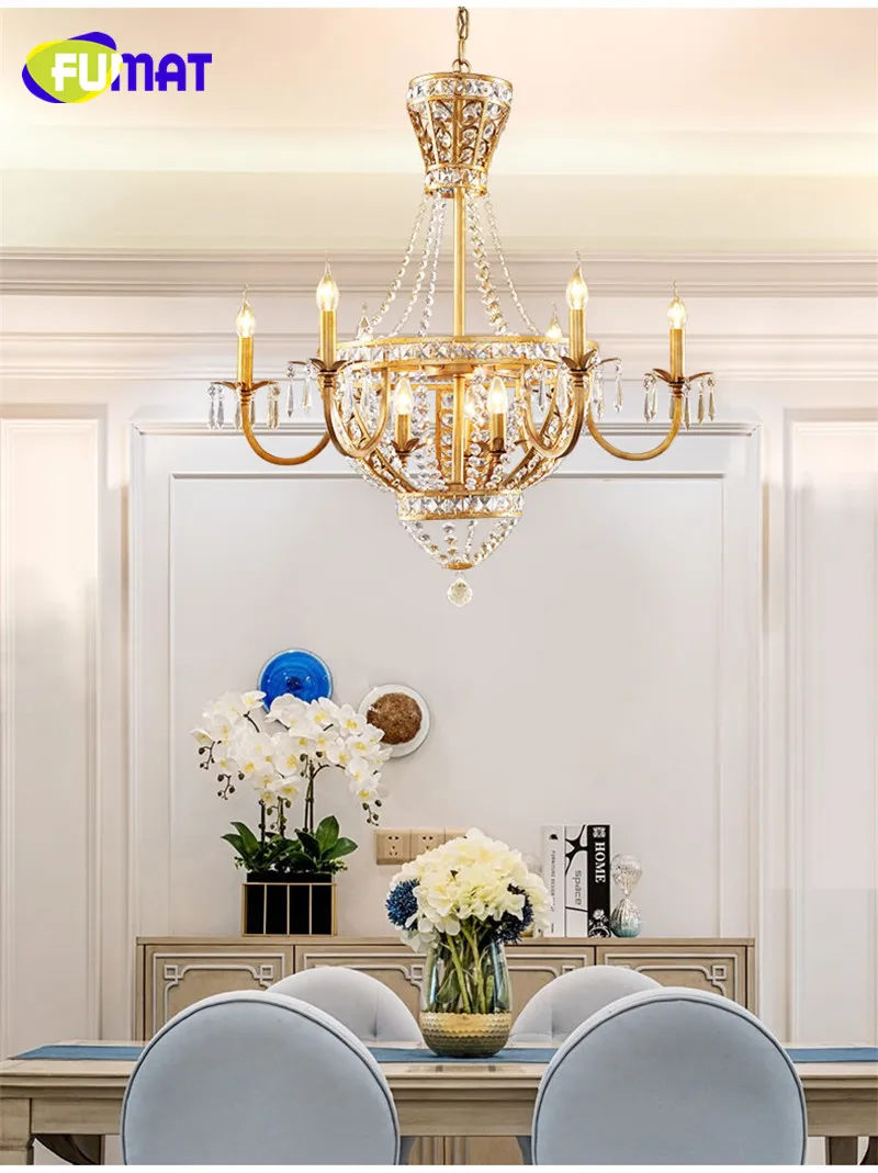 FUMAT Crystal K9 Chandeliers Lamps Lighting American Crown European Style For Living Room Bedroom Kitchen hanging light fixture 6