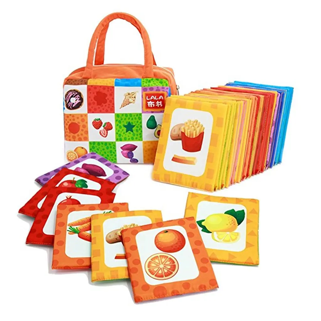

26pcs Fabric Book Sensory Cards Memory Language Development Montessori Early Learning Educational Toys Gift for Children Baby