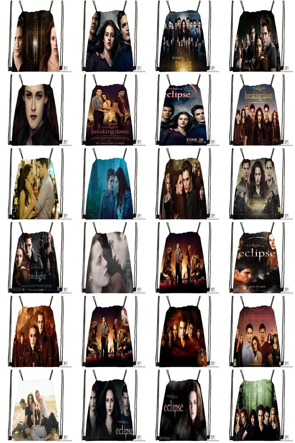 Custom Twilight Saga рассвет походная сумка на шнурке Cute Daypack Kids Satchel (черная спина) 31x40 cm #180531-03-08