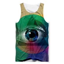 UJWI летние топы Tanktops Для мужчин Harajuku в стиле хип-хоп спортивный костюм с круглым вырезом жилет, распродажа, модная с принтом для мальчика, психоделические Глаза 3d Повседневный жилет