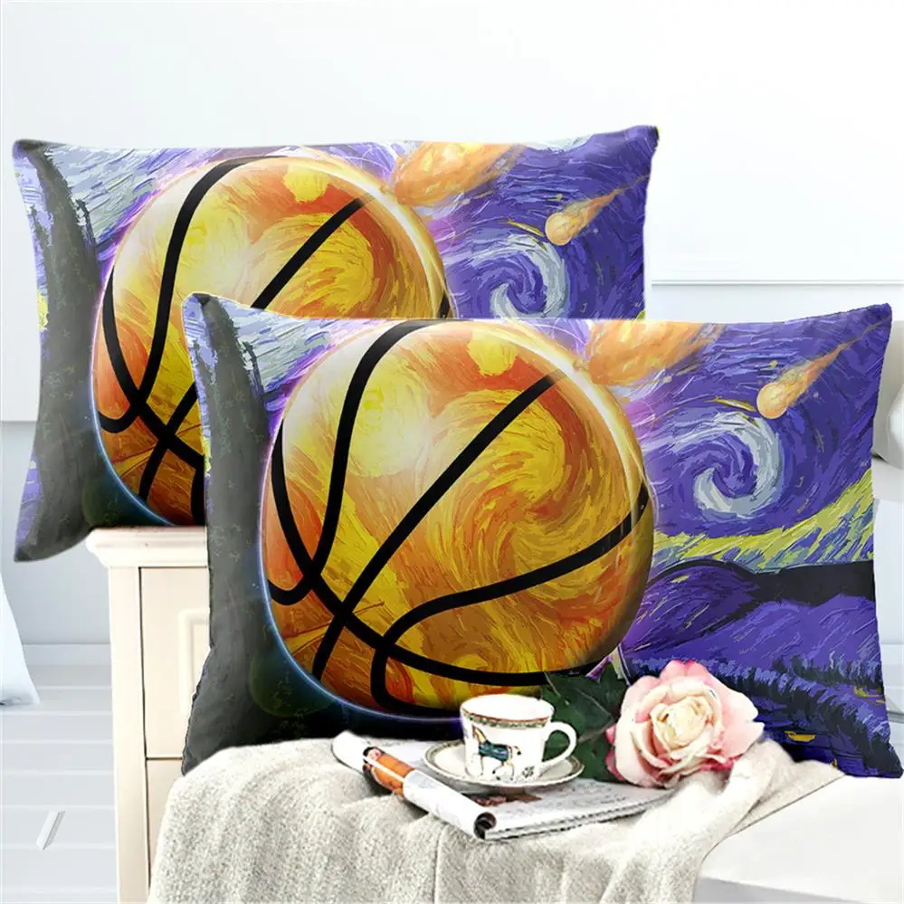 

3D Basketball Pillowcase Boys Teens Sports Design Pillow Cover Basketball Fans Pillow Case Envelope Pocket Bedclothes