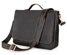 Vintage Genuine Leather Bag Men Messenger Bags Men Leather Briefcase Handbags Business Men’s 14 Laptop Shoulder Bag #MD-J7108