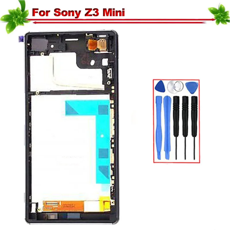

for Sony Xperia Z3 Mini D5803 D5833 LCD Display Touch Screen Digitizer for Sony Z3 mini Display Assembly Replacement With Frame