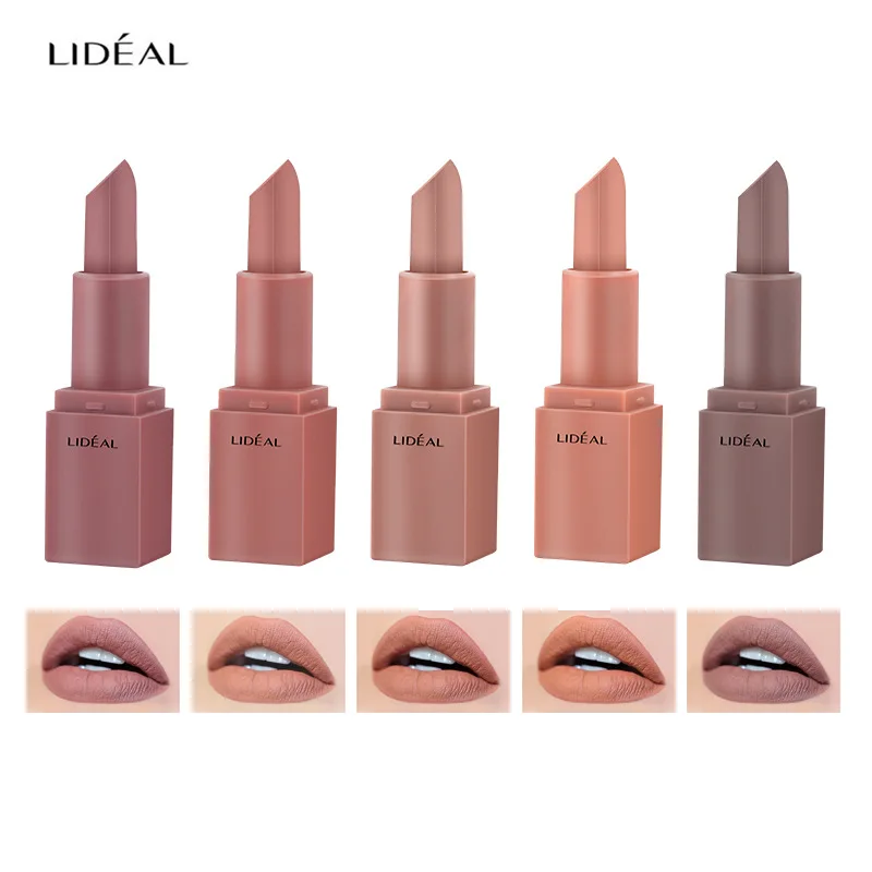 

LIDEAL 5pcs/set Mini Long Lasting Lipstick Cocoa Color Lips New Sale 1(SET)5 Colors None-stick Cup Portable Cosmetics