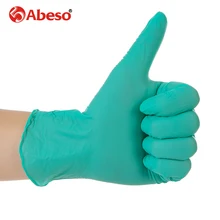 ABESO NBR latex durable lengthen disposable gloves 100 pcs for food home clean Acid Alkali resistance antiskid golves A7110