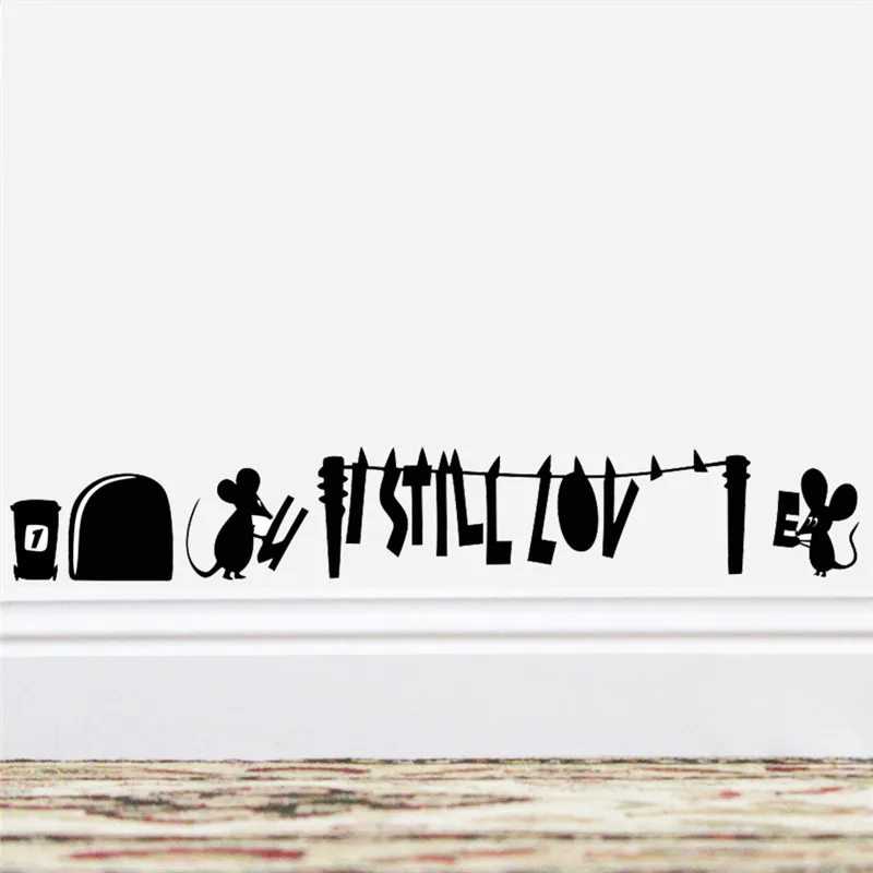 Funny 3d Mouse Hole Wall Stickers For Kitchen Bedroom Baseboard Decoration Home Decals Cartoon Rat Animals Wall Vinyl Mural Art