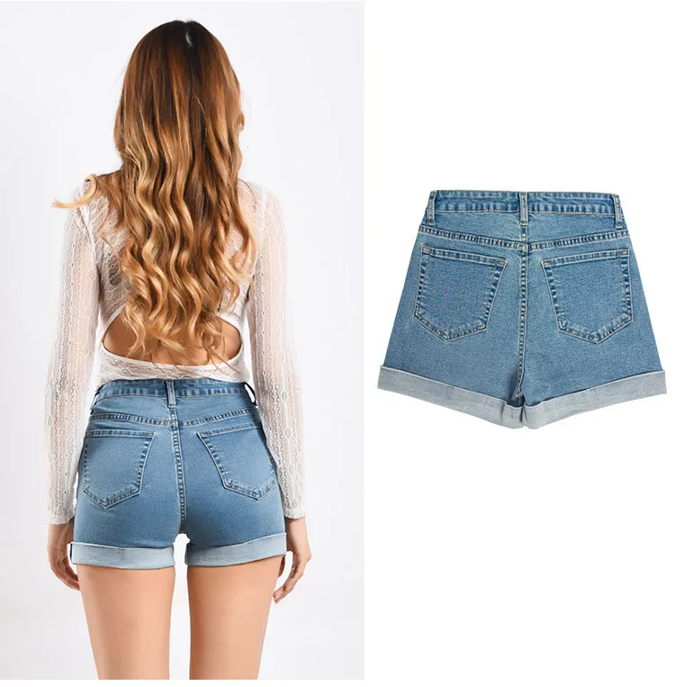 Denim shorts women Europe and the United States trade volume trim pants spring and summer women's new high-waist jeans hem (6)