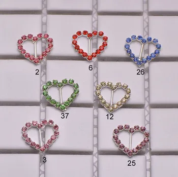 

(M0164 - 10mm inner bar)colorful rhinestone silver plating heart ribbon slider,100pcs/lot