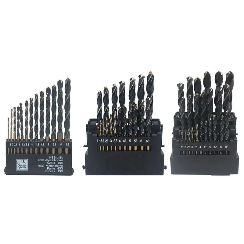 

HSS6542 Black Groove Straight Handle Twist Drill Bits Set 1.5-13mm Twist Drill Bit Power Tools Drillforcefor Wood Working